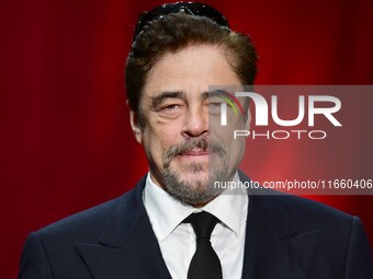 Portrait of actor Benicio Del Toro at the opening night of the Lumiere festival in Lyon, France, on October 12, 2024. (