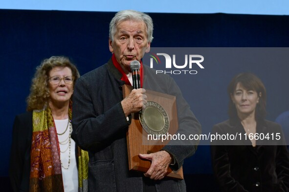 Portrait of Costa Gavras at the opening night of the Lumiere festival in Lyon, France, on October 12, 2024. 