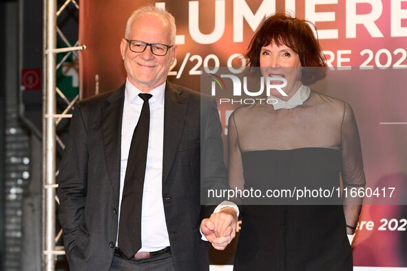 Portrait of Thierry Fremaux and Sabine Azema at the opening night of the Lumiere festival in Lyon, France, on October 12, 2024. 