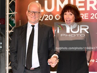 Portrait of Thierry Fremaux and Sabine Azema at the opening night of the Lumiere festival in Lyon, France, on October 12, 2024. (