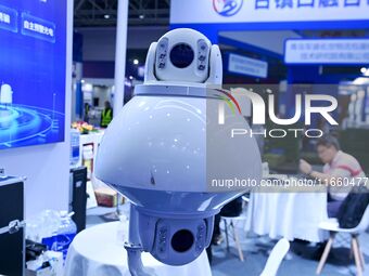 An exhibitor displays a drone control platform at the 9th China Advanced Materials Industry Expo 2024 in Qingdao, China, on October 12, 2024...