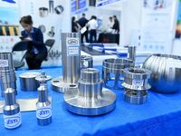 An exhibitor displays titanium alloy materials and products at the 9th China Advanced Materials Industry Expo 2024 in Qingdao, China, on Oct...