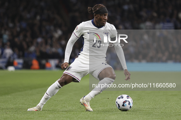 Noni Madueke of England plays during the football game between England and Greece for the UEFA Nations League 2024/25 League B Group B2 matc...