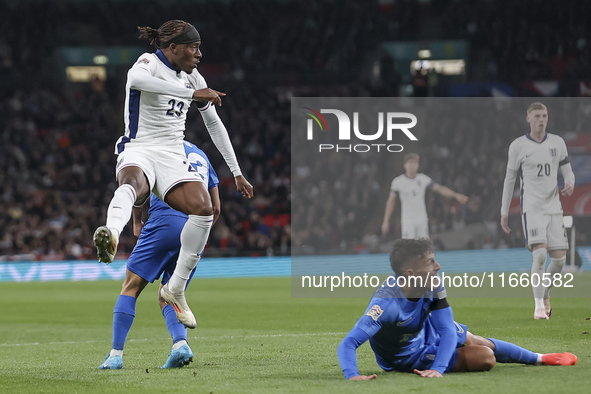 Noni Madueke of England plays during the football game between England and Greece for the UEFA Nations League 2024/25 League B Group B2 matc...