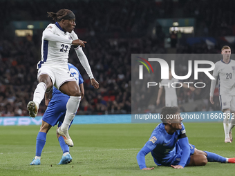 Noni Madueke of England plays during the football game between England and Greece for the UEFA Nations League 2024/25 League B Group B2 matc...