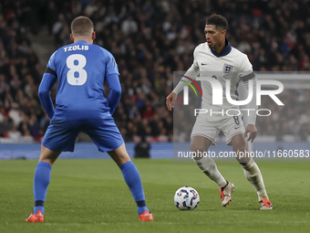 Jude Bellingham of England and Christos Tzolis of Greece are in action during the football game between England and Greece for the UEFA Nati...