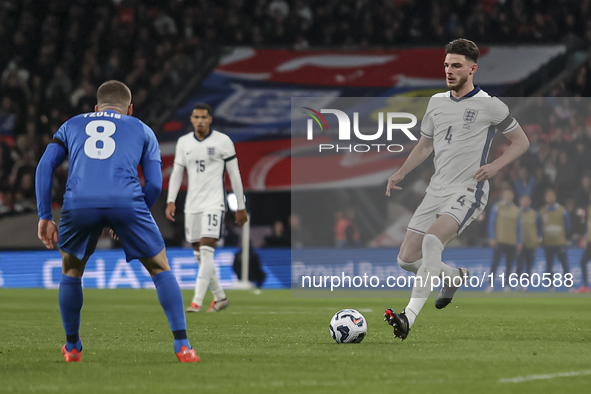 Declan Rice of England plays during the football game between England and Greece for the UEFA Nations League 2024/25 League B Group B2 match...