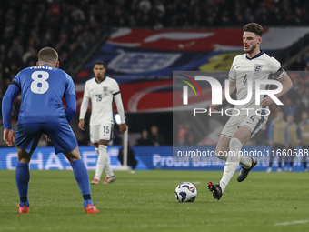 Declan Rice of England plays during the football game between England and Greece for the UEFA Nations League 2024/25 League B Group B2 match...