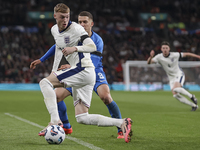 Cole Palmer of England and Christos Tzolis of Greece play during the football game between England and Greece for the UEFA Nations League 20...