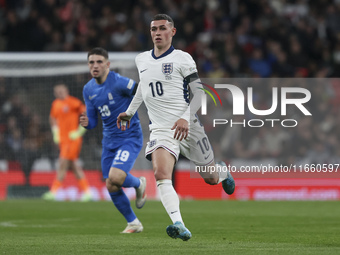 Phil Foden of England participates in the football game between England and Greece for the UEFA Nations League 2024/25 League B Group B2 mat...