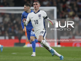 Phil Foden of England participates in the football game between England and Greece for the UEFA Nations League 2024/25 League B Group B2 mat...