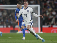 Phil Foden of England participates in the football game between England and Greece for the UEFA Nations League 2024/25 League B Group B2 mat...