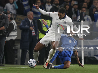 Jude Bellingham of England and Christos Tzolis of Greece are in action during the football game between England and Greece for the UEFA Nati...