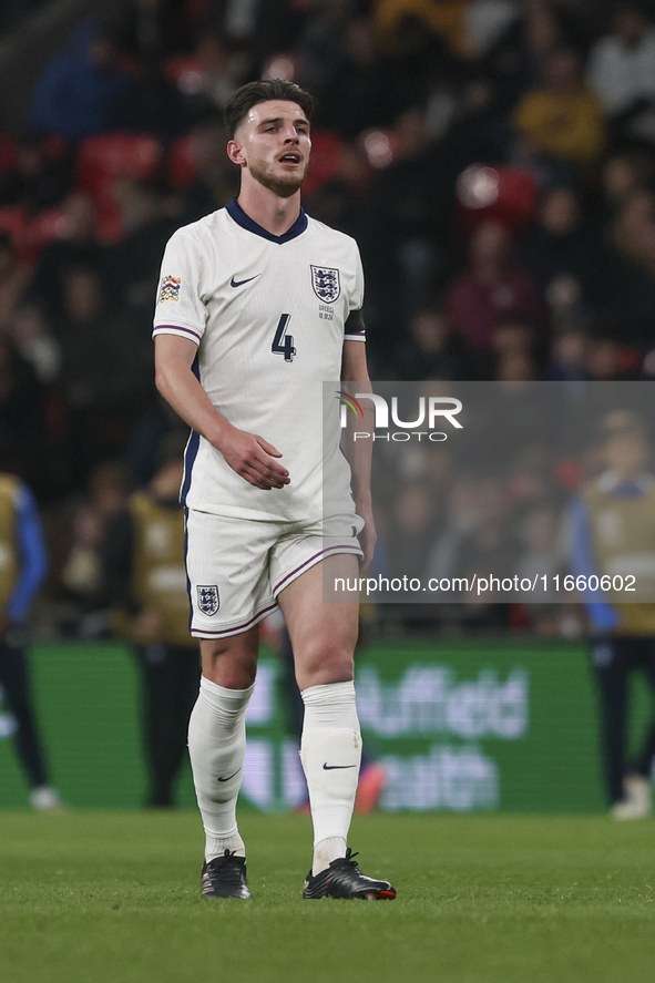 Declan Rice of England participates in the football game between England and Greece for the UEFA Nations League 2024/25 League B Group B2 ma...