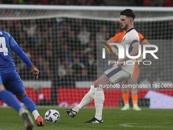 Declan Rice of England kicks the ball during the football game between England and Greece for the UEFA Nations League 2024/25 League B Group...