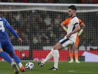 Declan Rice of England kicks the ball during the football game between England and Greece for the UEFA Nations League 2024/25 League B Group...