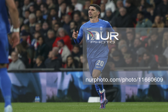 Petros Mantalos of Greece participates in the football game between England and Greece for the UEFA Nations League 2024/25 League B Group B2...