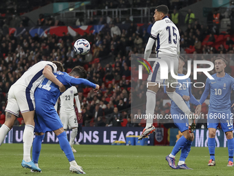 Levi Colwill of England goes for a header during the football game between England and Greece for the UEFA Nations League 2024/25 League B G...