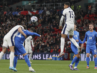 Levi Colwill of England goes for a header during the football game between England and Greece for the UEFA Nations League 2024/25 League B G...