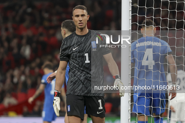 Goalkeeper Odysseas Vlachodimos of Greece participates in the football game between England and Greece for the UEFA Nations League 2024/25 L...