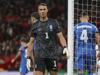 Goalkeeper Odysseas Vlachodimos of Greece participates in the football game between England and Greece for the UEFA Nations League 2024/25 L...