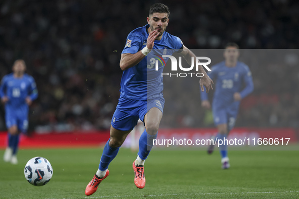 Konstantinos Koulierakis of Greece runs for the ball during the football game between England and Greece for the UEFA Nations League 2024/25...