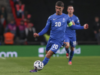 Petros Mantalos of Greece kicks the ball during the football game between England and Greece for the UEFA Nations League 2024/25 League B Gr...