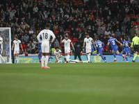 Greek players react and celebrate after the second goal during the football game between England and Greece for the UEFA Nations League 2024...