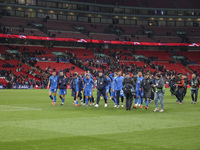 The Greek team goes to the Greek fans to celebrate and thank them, dedicating their win to their late fellow teammate George Baldock after t...