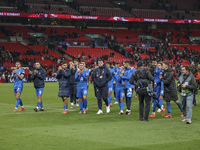 The Greek team goes to the Greek fans to celebrate and thank them, dedicating their win to their late fellow teammate George Baldock after t...