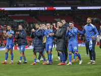 The Greek team goes to the Greek fans to celebrate and thank them, dedicating their win to their late fellow teammate George Baldock after t...