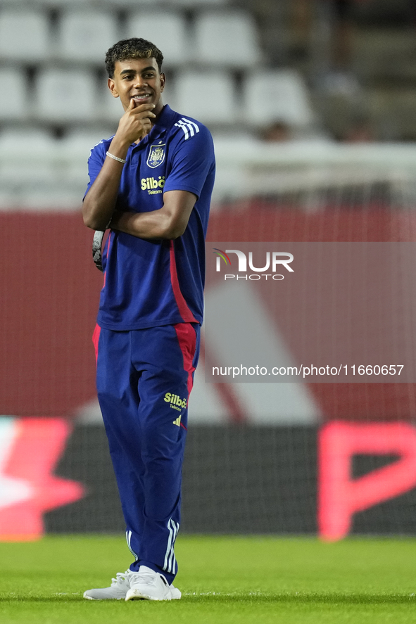 Lamine Yamal right winger of Spain and FC Barcelona  prior the UEFA Nations League 2024/25 League A Group A4 match between Spain and Denmark...