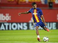 Lamine Yamal right winger of Spain and FC Barcelona during the warm-up before the UEFA Nations League 2024/25 League A Group A4 match betwee...