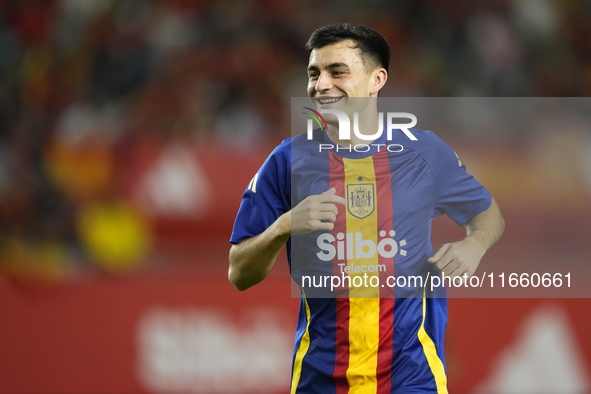 Pedri central midfield of Spain and FC Barcelona during the warm-up before the UEFA Nations League 2024/25 League A Group A4 match between S...