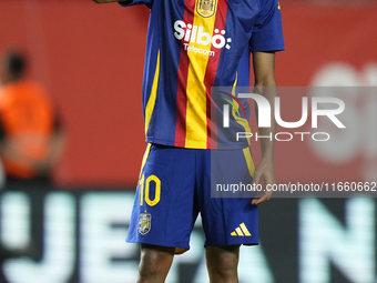 Lamine Yamal right winger of Spain and FC Barcelona during the warm-up before the UEFA Nations League 2024/25 League A Group A4 match betwee...