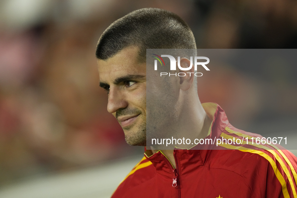 Alvaro Morata centre-forward of Spain and AC Milan during the UEFA Nations League 2024/25 League A Group A4 match between Spain and Denmark...