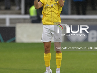 Scott Pollock of Brackley Town participates in the FA Cup Fourth Qualifying Round match between Hartlepool United and Brackley Town at Victo...