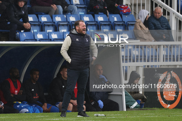 Hartlepool manager Darren Sarll is present during the FA Cup Fourth Qualifying Round match between Hartlepool United and Brackley Town at Vi...