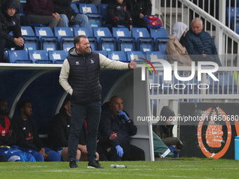 Hartlepool manager Darren Sarll is present during the FA Cup Fourth Qualifying Round match between Hartlepool United and Brackley Town at Vi...