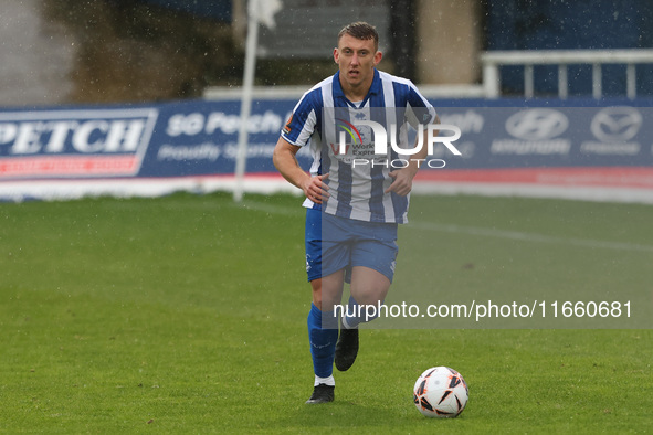 David Ferguson of Hartlepool United participates in the FA Cup Fourth Qualifying Round match between Hartlepool United and Brackley Town at...