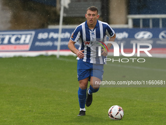 David Ferguson of Hartlepool United participates in the FA Cup Fourth Qualifying Round match between Hartlepool United and Brackley Town at...