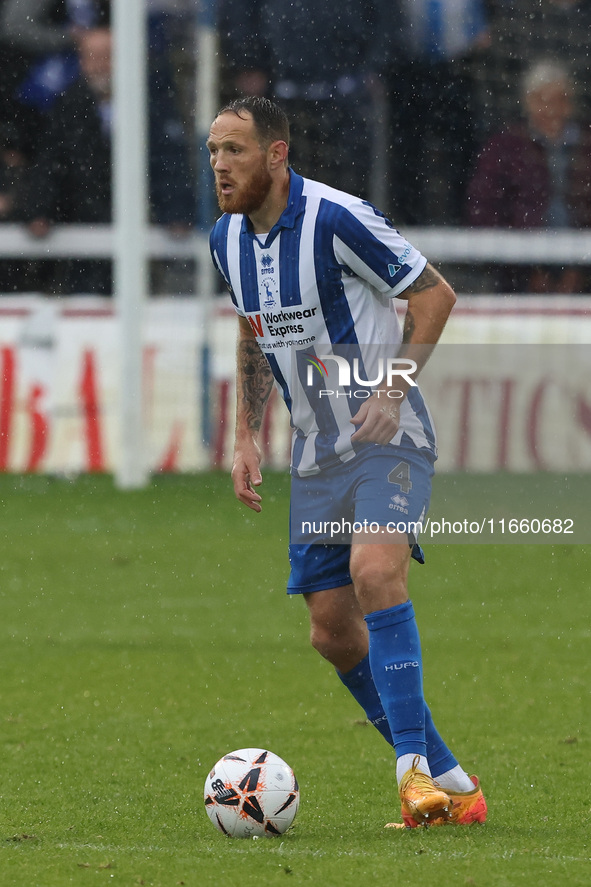 Tom Parkes of Hartlepool United participates in the FA Cup Fourth Qualifying Round match between Hartlepool United and Brackley Town at Vict...