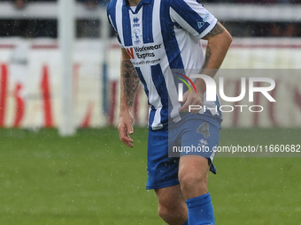 Tom Parkes of Hartlepool United participates in the FA Cup Fourth Qualifying Round match between Hartlepool United and Brackley Town at Vict...