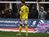 Brackley Town's Tyler Lyttle participates in the FA Cup Fourth Qualifying Round match between Hartlepool United and Brackley Town at Victori...