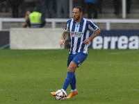 Tom Parkes of Hartlepool United participates in the FA Cup Fourth Qualifying Round match between Hartlepool United and Brackley Town at Vict...