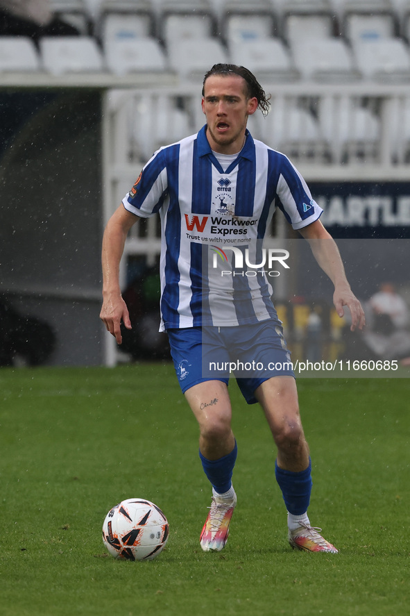 Daniel Dodds of Hartlepool United is in action during the FA Cup Fourth Qualifying Round match between Hartlepool United and Brackley Town a...