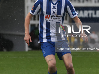 Daniel Dodds of Hartlepool United is in action during the FA Cup Fourth Qualifying Round match between Hartlepool United and Brackley Town a...