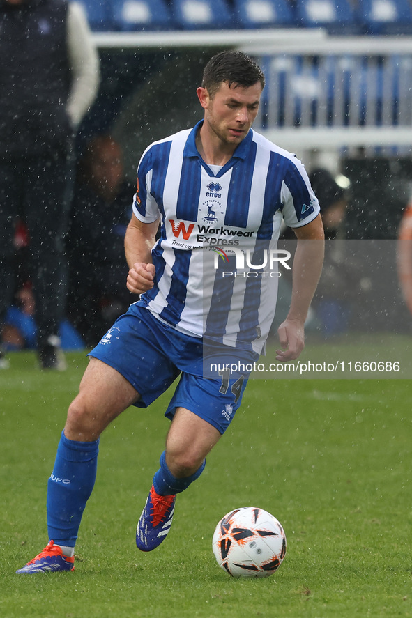 Nathan Sheron of Hartlepool United is in action during the FA Cup Fourth Qualifying Round match between Hartlepool United and Brackley Town...