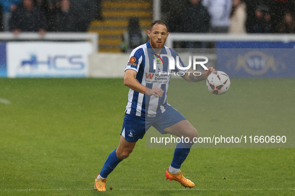 Tom Parkes of Hartlepool United participates in the FA Cup Fourth Qualifying Round match between Hartlepool United and Brackley Town at Vict...