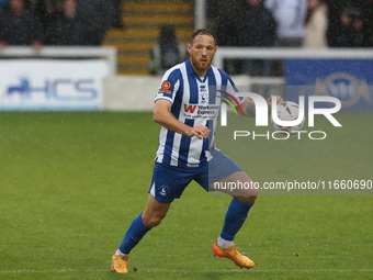 Tom Parkes of Hartlepool United participates in the FA Cup Fourth Qualifying Round match between Hartlepool United and Brackley Town at Vict...